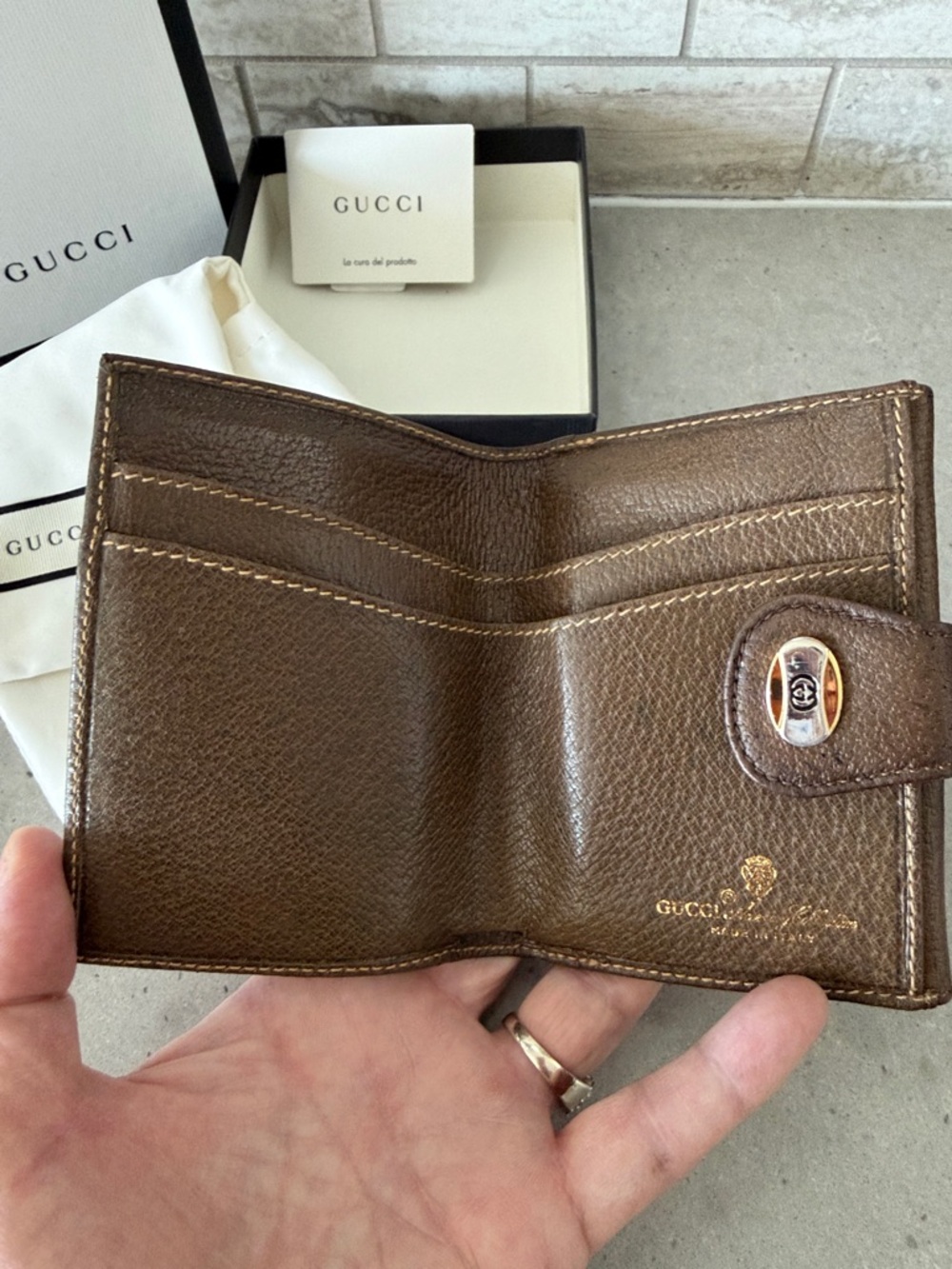 EUC Gucci Brown GG Canvas Bifold Wallet with Web Stripe - Picture 2 of 8